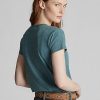 Camisetas Ralph Lauren de algodón índigo con bolsillo para mujer en azul Camisetas Ralph Lauren de algodón índigo con bolsillo para mujer en azul