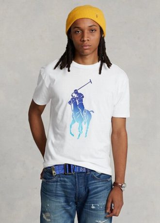 Camisetas Ralph Lauren de corte clásico Big Pony para hombre, blancas Camisetas Ralph Lauren de corte clásico Big Pony para hombre, blancas