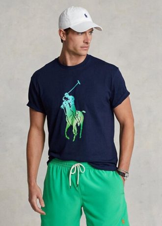 Camisetas Ralph Lauren de corte clásico Big Pony para hombre en azul marino Camisetas Ralph Lauren de corte clásico Big Pony para hombre en azul marino