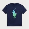 Camisetas Ralph Lauren de corte clásico Big Pony para hombre en azul marino Camisetas Ralph Lauren de corte clásico Big Pony para hombre en azul marino