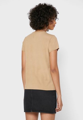 Camisetas Ralph Lauren de cuello redondo con logotipo para mujer en color marrón