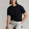 Camisetas Ralph Lauren de cuello redondo de jersey de corte clásico para hombre, color negro