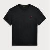 Camisetas Ralph Lauren de cuello redondo de jersey de corte clásico para hombre, color negro