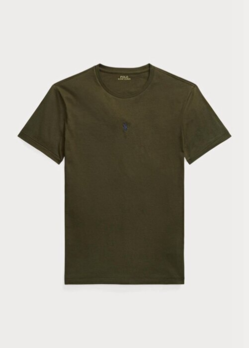 Camisetas Ralph Lauren de cuello redondo, personalizadas y ajustadas, en color oliva para hombre Camisetas Ralph Lauren de cuello redondo, personalizadas y ajustadas, en color oliva para hombre