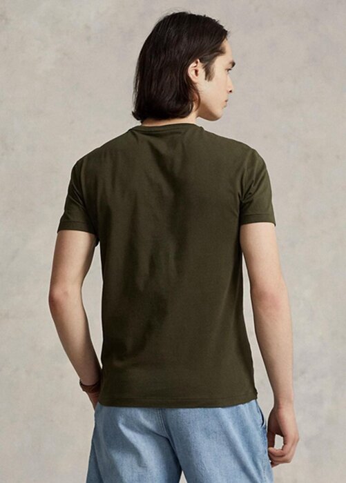 Camisetas Ralph Lauren de cuello redondo, personalizadas y ajustadas, en color oliva para hombre Camisetas Ralph Lauren de cuello redondo, personalizadas y ajustadas, en color oliva para hombre