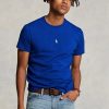 Camisetas Ralph Lauren de cuello redondo, personalizadas y entalladas, en azul marino para hombre