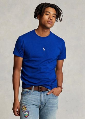 Camisetas Ralph Lauren de cuello redondo, personalizadas y entalladas, en azul marino para hombre Camisetas Ralph Lauren de cuello redondo, personalizadas y entalladas, en azul marino para hombre