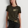 Camisetas Ralph Lauren de jersey con estampado de cebra para mujer en color oliva Camisetas Ralph Lauren de jersey con estampado de cebra para mujer en color oliva