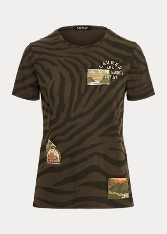 Camisetas Ralph Lauren de jersey con estampado de cebra para mujer en color oliva