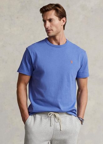 Camisetas Ralph Lauren de jersey grueso de corte clásico en azul para hombre Camisetas Ralph Lauren de jersey grueso de corte clásico en azul para hombre