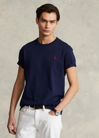 Camisetas Ralph Lauren de jersey grueso de corte clásico para hombre en azul marino Camisetas Ralph Lauren de jersey grueso de corte clásico para hombre en azul marino