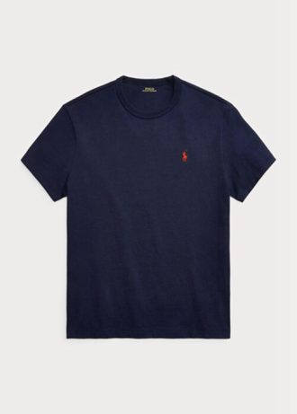 Camisetas Ralph Lauren de jersey grueso de corte clásico para hombre en azul marino Camisetas Ralph Lauren de jersey grueso de corte clásico para hombre en azul marino