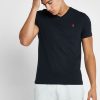 Camisetas Ralph Lauren Essential con cuello en V para hombre, color negro
