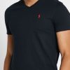 Camisetas Ralph Lauren Essential con cuello en V para hombre, color negro