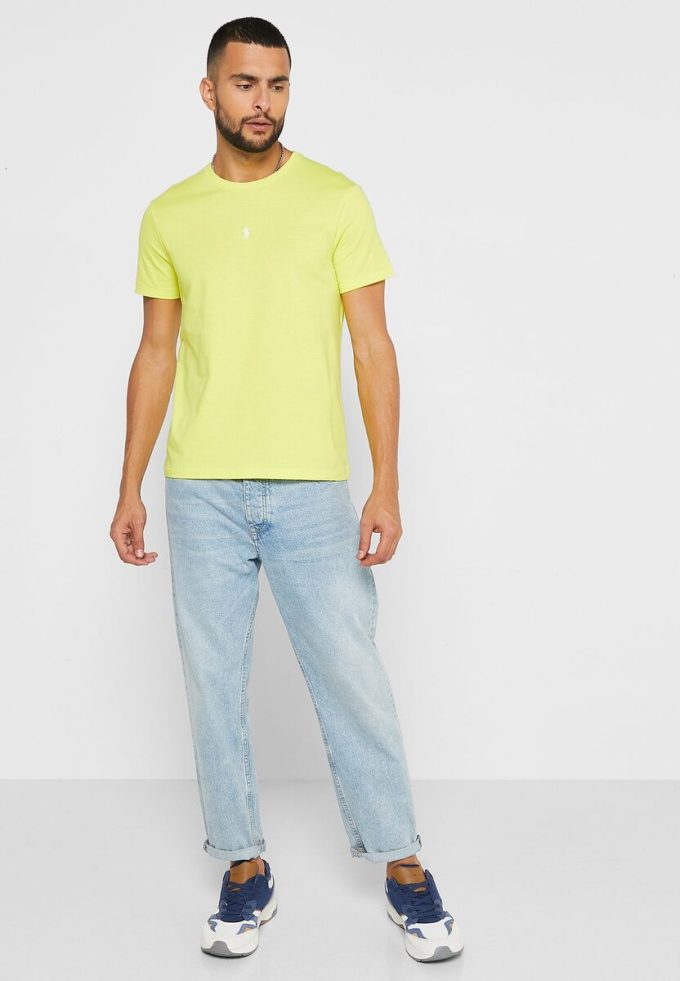 Camisetas Ralph Lauren Essential de cuello redondo amarillas para hombre