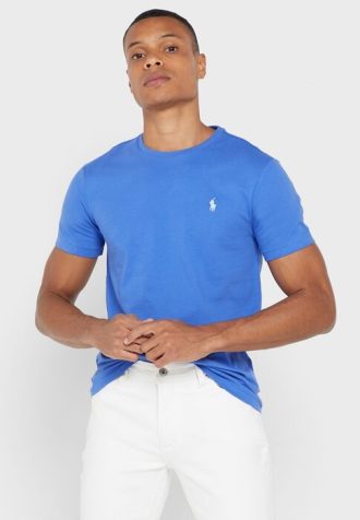 Camisetas Ralph Lauren Essential de cuello redondo para hombre en azul Camisetas Ralph Lauren Essential de cuello redondo para hombre en azul