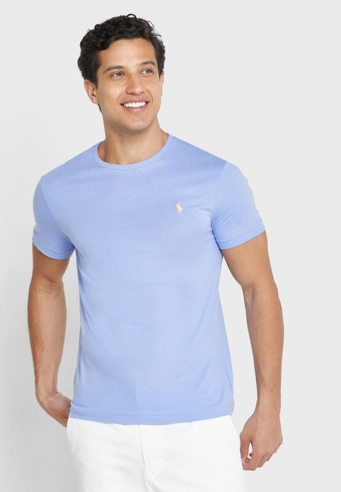 Camisetas Ralph Lauren Essential de cuello redondo para hombre en azul Camisetas Ralph Lauren Essential de cuello redondo para hombre en azul