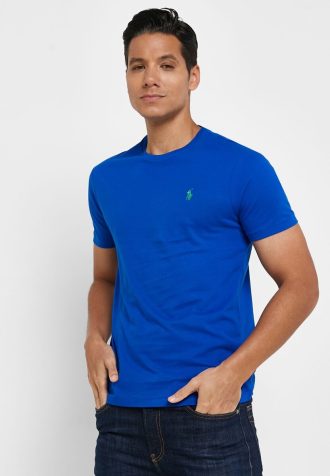 Camisetas Ralph Lauren Essential de cuello redondo para hombre en azul Camisetas Ralph Lauren Essential de cuello redondo para hombre en azul