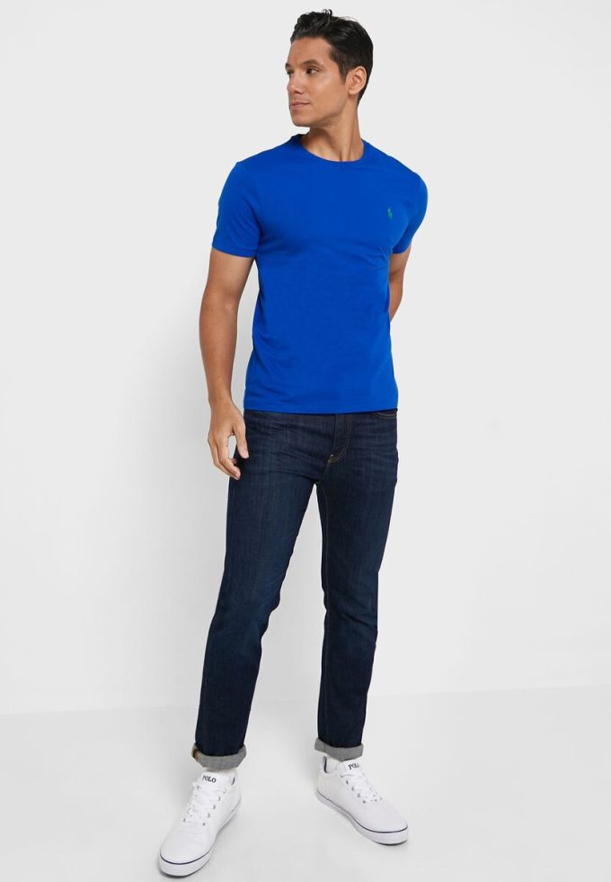 Camisetas Ralph Lauren Essential de cuello redondo para hombre en azul Camisetas Ralph Lauren Essential de cuello redondo para hombre en azul