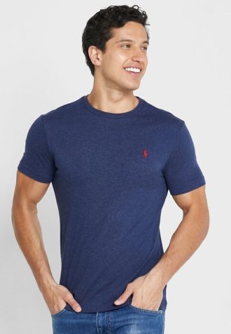 Camisetas Ralph Lauren Essential de cuello redondo para hombre en azul marino Camisetas Ralph Lauren Essential de cuello redondo para hombre en azul marino
