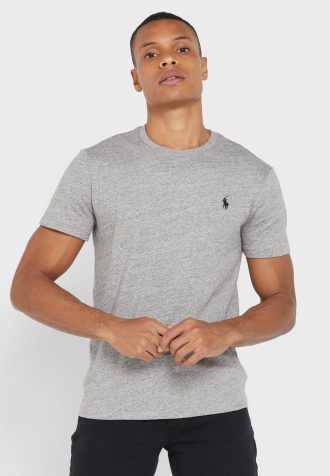 Camisetas Ralph Lauren Essential de cuello redondo para hombre en gris Camisetas Ralph Lauren Essential de cuello redondo para hombre en gris