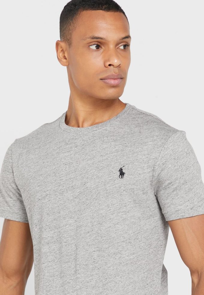 Camisetas Ralph Lauren Essential de cuello redondo para hombre en gris