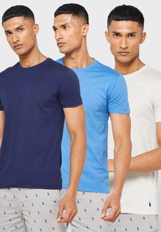 Camisetas Ralph Lauren multicolores de cuello redondo para hombre (paquete de 3)