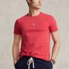 Camisetas Ralph Lauren rojas de cuello redondo y corte entallado para hombre