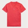 Camisetas Ralph Lauren rojas de cuello redondo y corte entallado para hombre