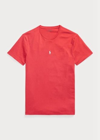 Camisetas Ralph Lauren rojas de cuello redondo y corte entallado para hombre Camisetas Ralph Lauren rojas de cuello redondo y corte entallado para hombre