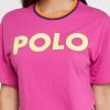 Camisetas rosas con cuello redondo y gráficos de Ralph Lauren para mujer