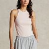 Camisetas sin mangas de algodón acanalado Ralph Lauren para mujer en color rosa