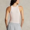 Camisetas sin mangas de algodón acanalado Ralph Lauren para mujer en color rosa
