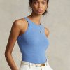 Camisetas sin mangas de cachemira Ralph Lauren azules para mujer Camisetas sin mangas de cachemira Ralph Lauren azules para mujer