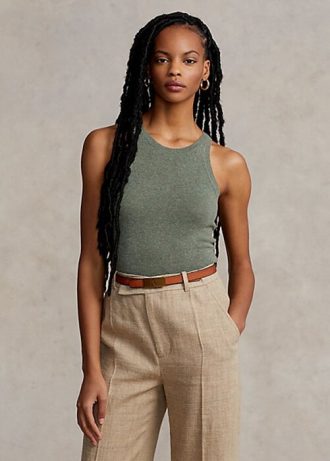 Camisetas sin mangas de cachemira Ralph Lauren verdes para mujer Camisetas sin mangas de cachemira Ralph Lauren verdes para mujer