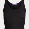 Camisetas sin mangas de malla de seda Ralph Lauren negras para mujer Camisetas sin mangas de malla de seda Ralph Lauren negras para mujer