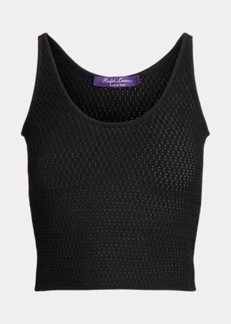 Camisetas sin mangas de malla de seda Ralph Lauren negras para mujer