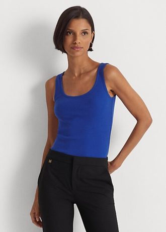 Camisetas sin mangas de mezcla de algodón Ralph Lauren azules para mujer Camisetas sin mangas de mezcla de algodón Ralph Lauren azules para mujer