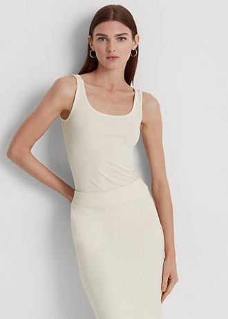 Camisetas sin mangas de mezcla de algodón Ralph Lauren para mujer en color crema Camisetas sin mangas de mezcla de algodón Ralph Lauren para mujer en color crema