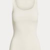 Camisetas sin mangas de mezcla de algodón Ralph Lauren para mujer en color crema