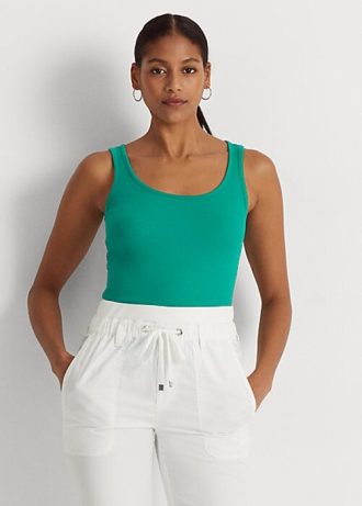 Camisetas sin mangas de mezcla de algodón Ralph Lauren para mujer en color verde Camisetas sin mangas de mezcla de algodón Ralph Lauren para mujer en color verde