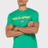 Camisetas verdes de cuello redondo con el logotipo de Ralph Lauren para hombre