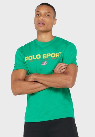 Camisetas verdes de cuello redondo con el logotipo de Ralph Lauren para hombre Camisetas verdes de cuello redondo con el logotipo de Ralph Lauren para hombre