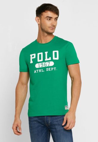 Camisetas verdes de cuello redondo con el logotipo de Ralph Lauren para hombre Camisetas verdes de cuello redondo con el logotipo de Ralph Lauren para hombre