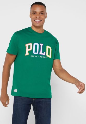 Camisetas verdes de cuello redondo con el logotipo de Ralph Lauren para hombre Camisetas verdes de cuello redondo con el logotipo de Ralph Lauren para hombre