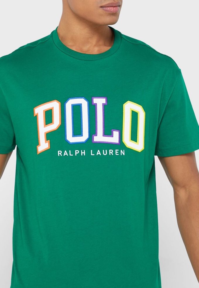 Camisetas verdes de cuello redondo con el logotipo de Ralph Lauren para hombre Camisetas verdes de cuello redondo con el logotipo de Ralph Lauren para hombre