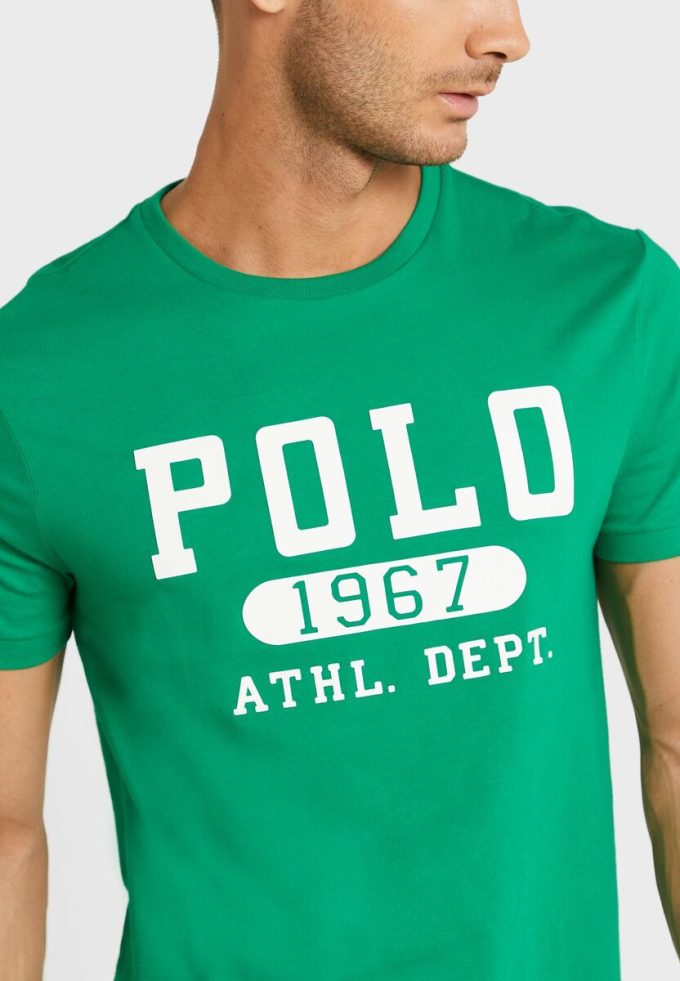 Camisetas verdes de cuello redondo con el logotipo de Ralph Lauren para hombre