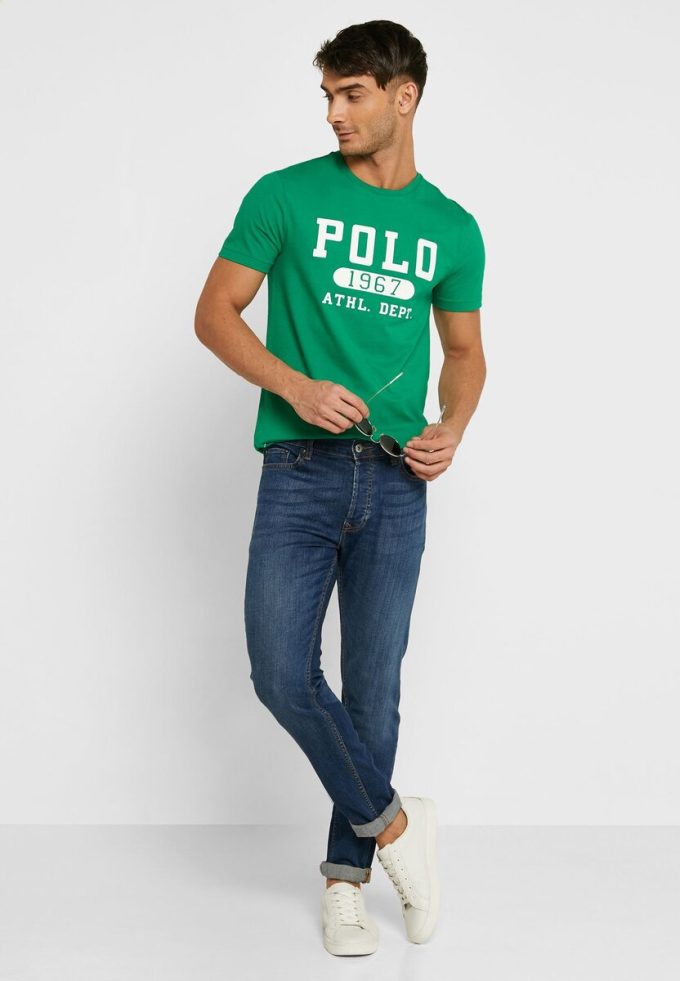 Camisetas verdes de cuello redondo con el logotipo de Ralph Lauren para hombre