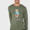 Camisetas verdes de cuello redondo con gráficos de Ralph Lauren para hombre Camisetas verdes de cuello redondo con gráficos de Ralph Lauren para hombre