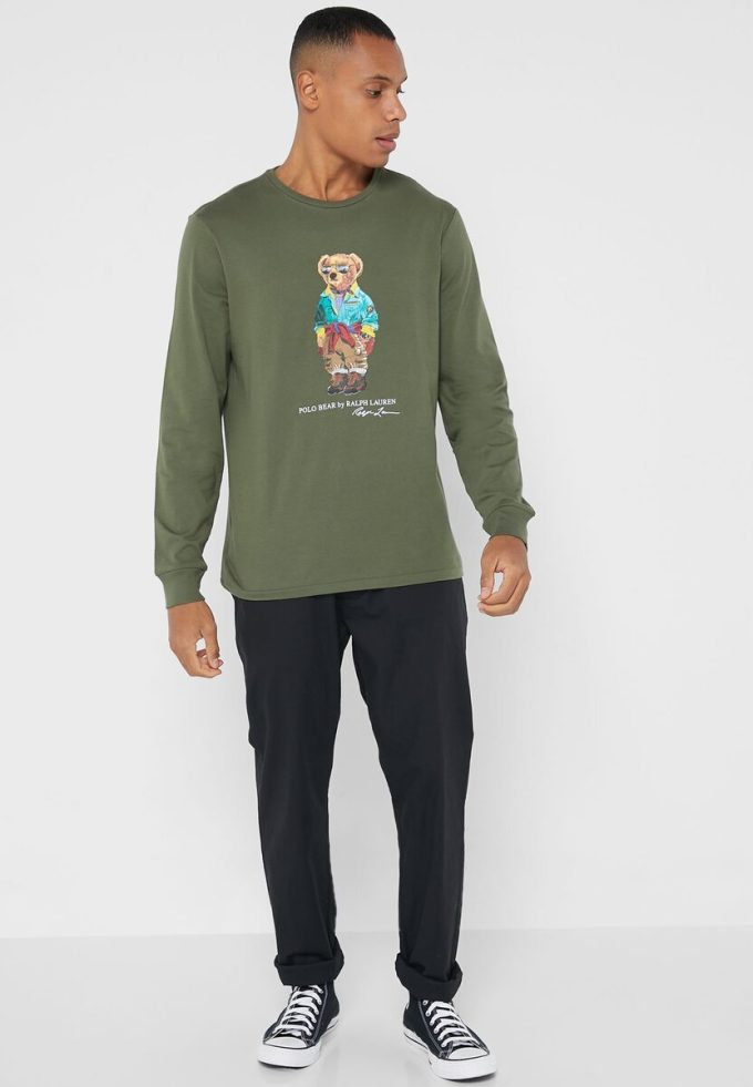 Camisetas verdes de cuello redondo con gráficos de Ralph Lauren para hombre Camisetas verdes de cuello redondo con gráficos de Ralph Lauren para hombre